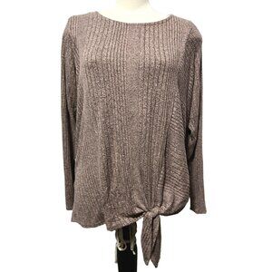 Alyx Dusty Mauve Beige Ribbed Knit Sweater Sz 2XL Womens with Front Knot